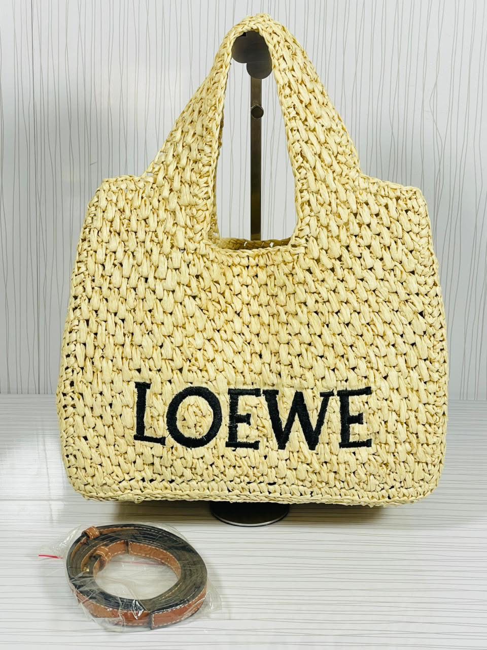 Loewe Love Raffia Tote Bag