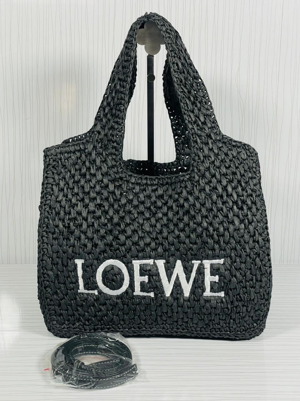 Loewe Love Raffia Tote Bag