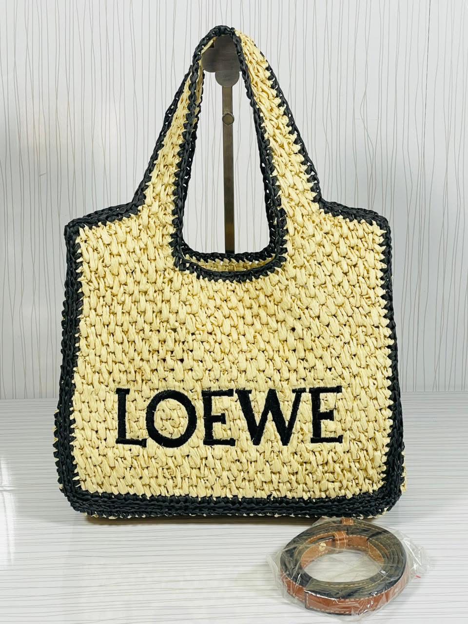 Loewe Love Raffia Tote Bag