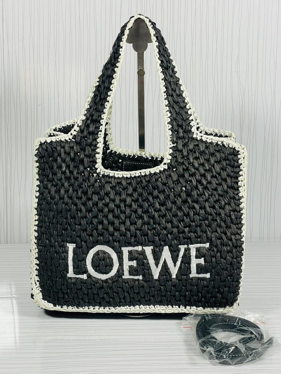 Loewe Love Raffia Tote Bag