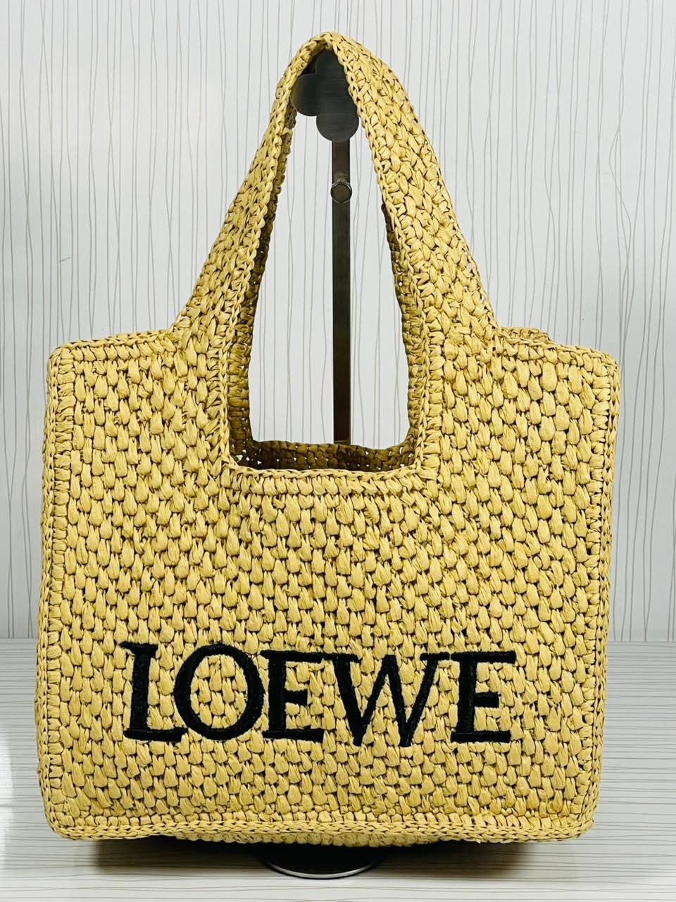 Loewe Love Raffia Tote Bag