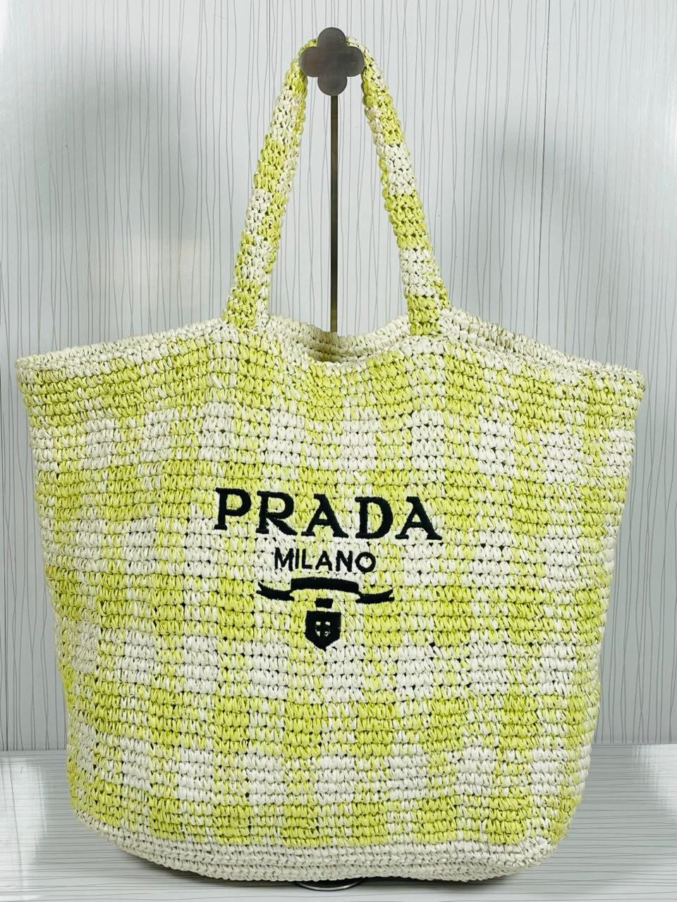 Prada Raffia Tote Vichy