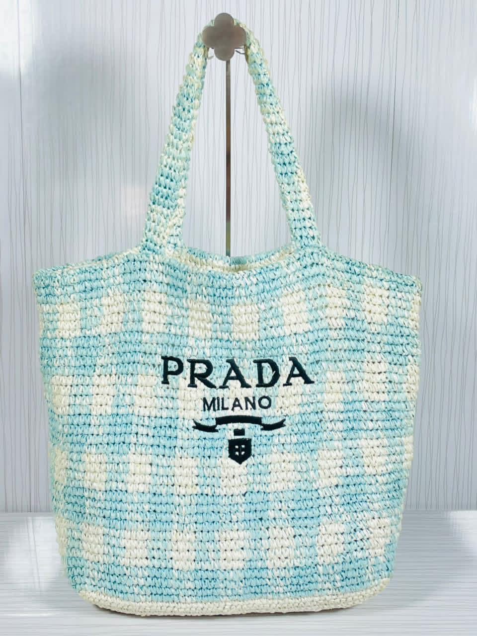 Prada Raffia Tote Vichy