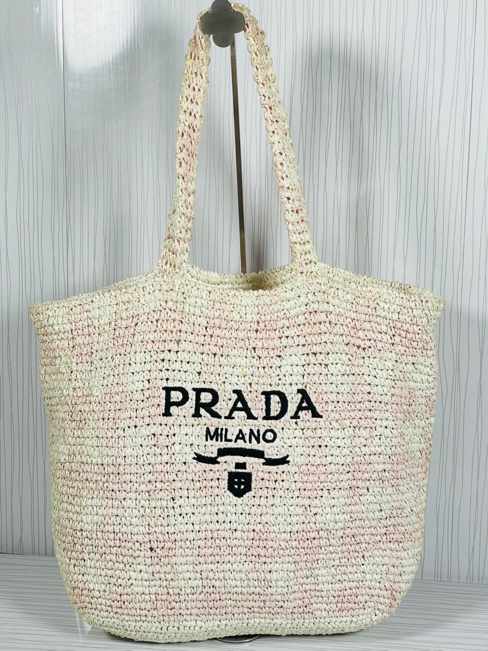 Prada Raffia Tote Vichy