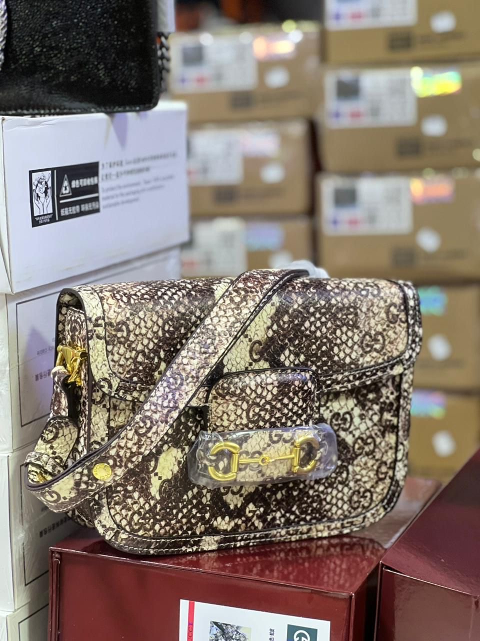 Gucci Horsebit Snake Print