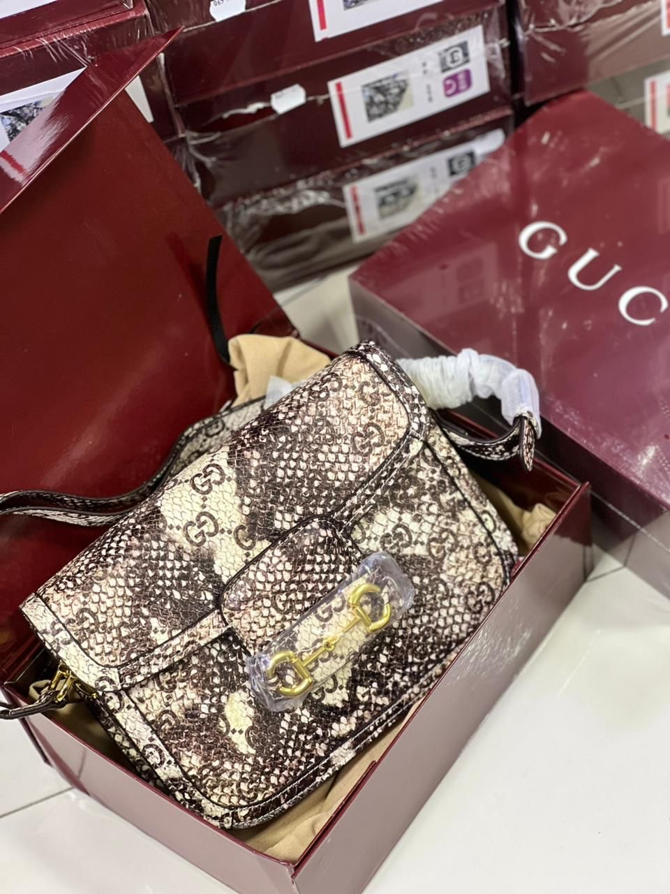 Gucci Horsebit Snake Print