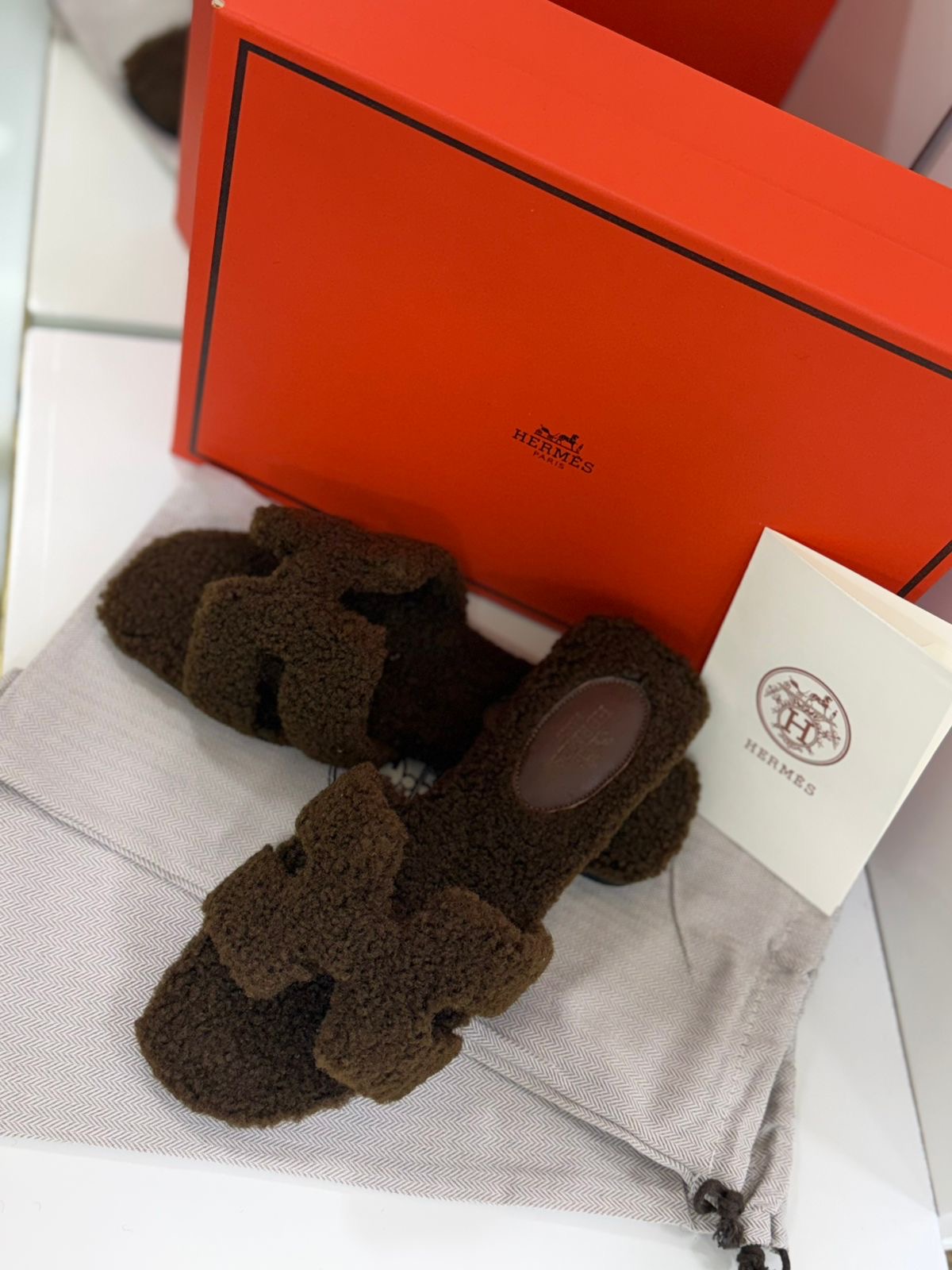 Hermès Oran Teddy Slides
