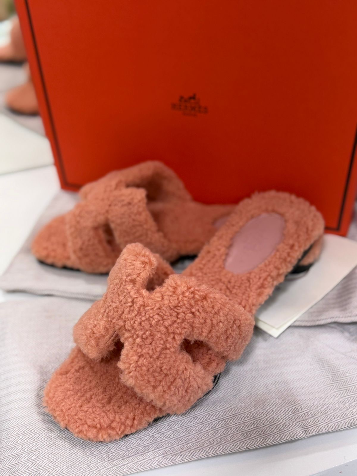 Hermès Oran Teddy Slides