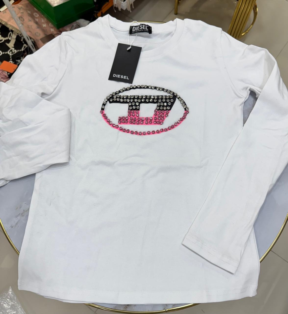 Diesel Long Sleeve Rhinestone Logo