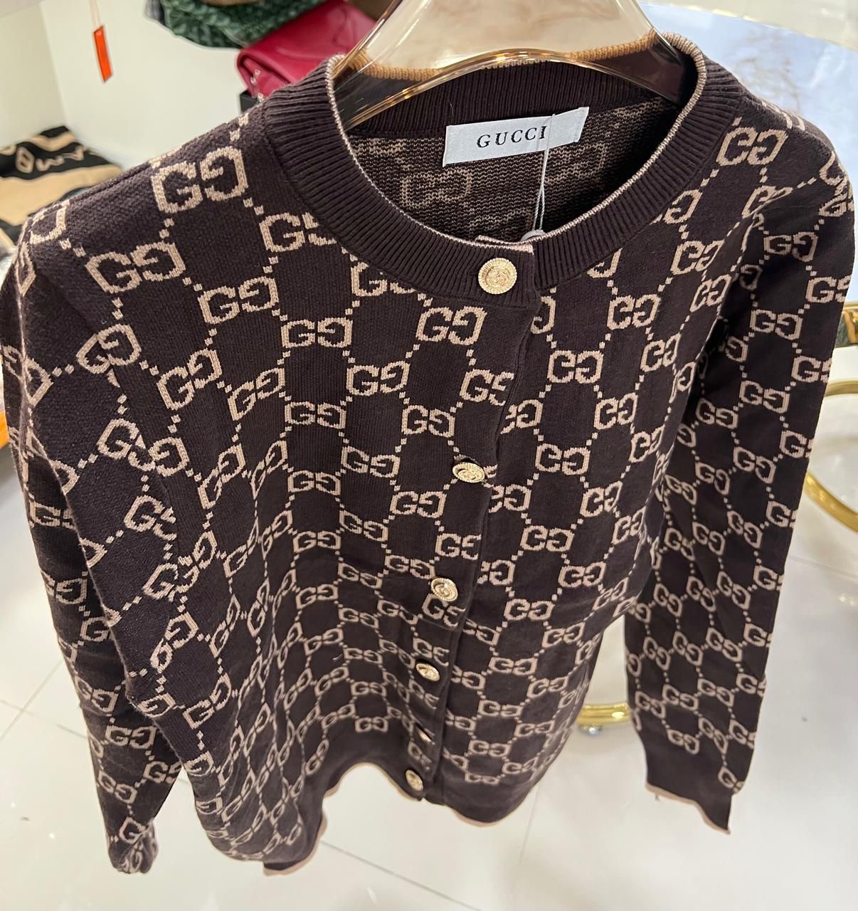 Gucci Cocoa Signature Cardigan