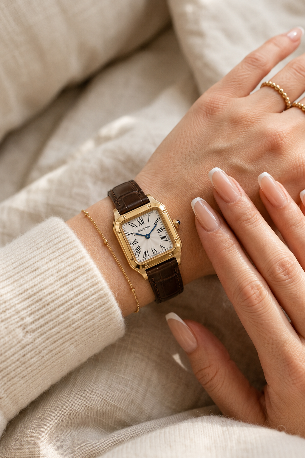 Cartier Golden Santos Leather Watch