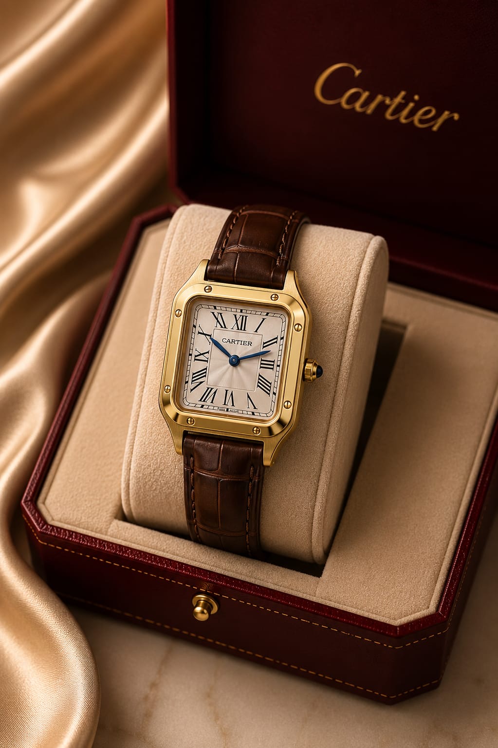 Cartier Golden Santos Leather Watch