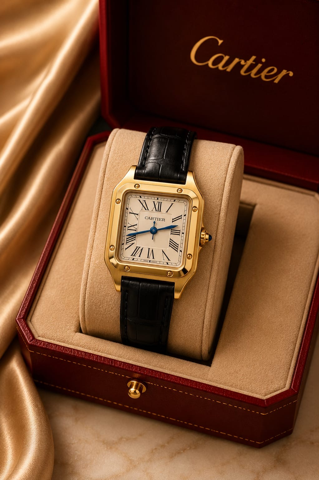 Cartier Golden Santos Leather Watch