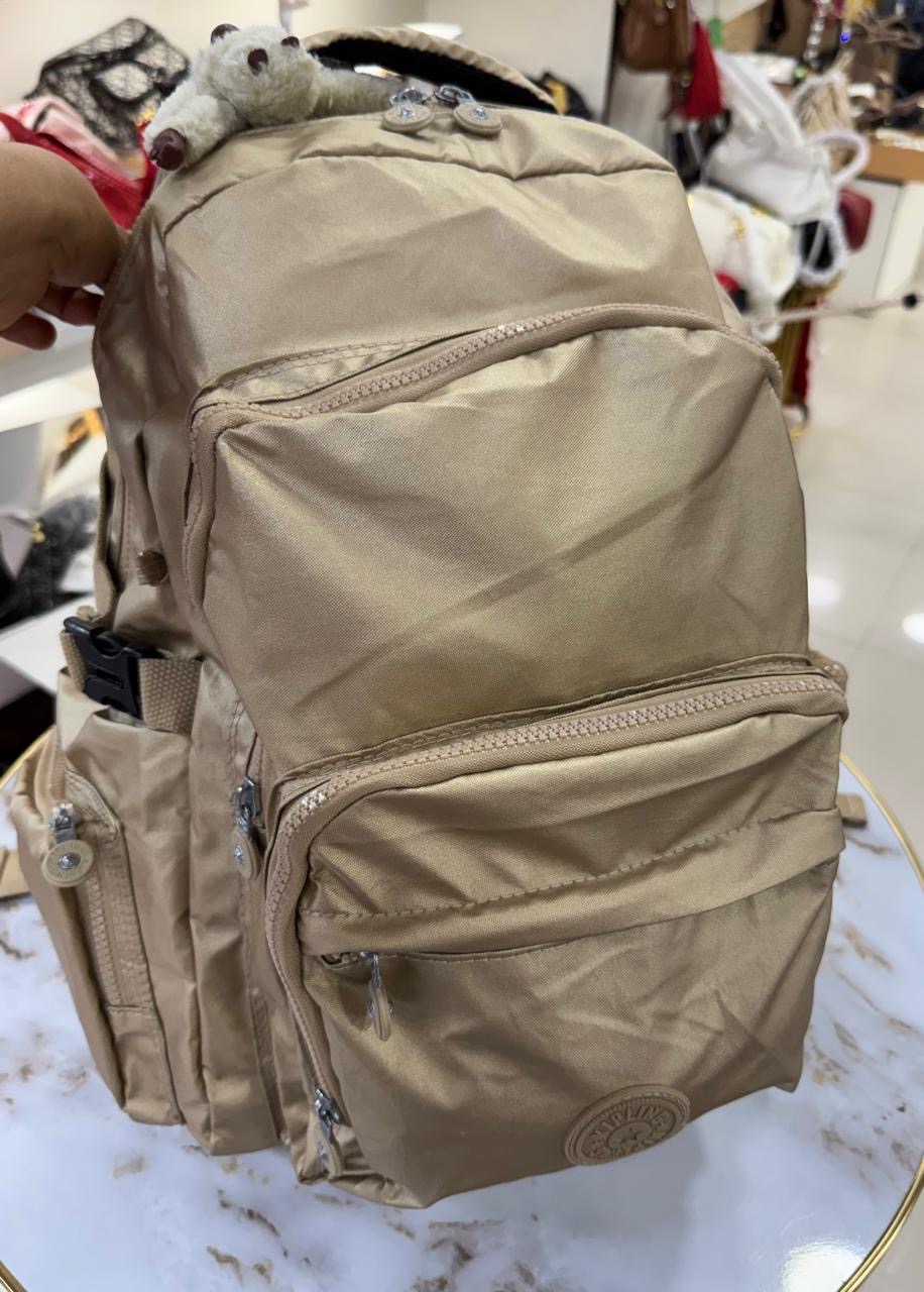 Kipling Beige Multi-Pocket Backpack